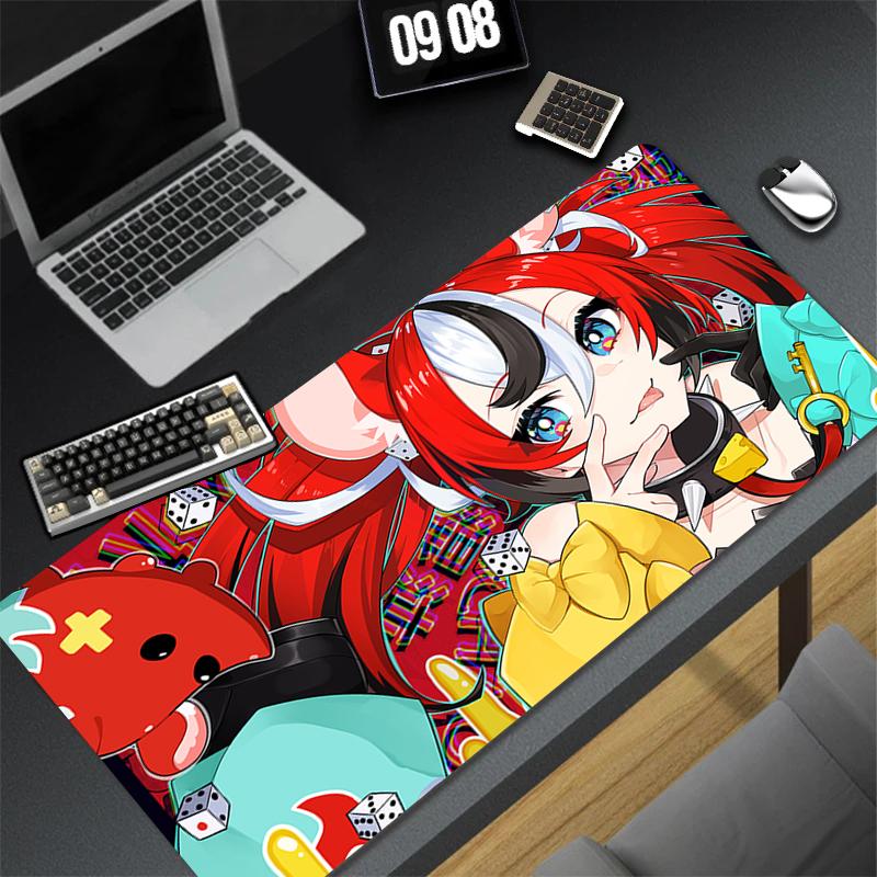Gaming Mouse Pad Large Desk Mat Antislip Stitched Edges Cute Anime Girl Colorful Cartoon Print Waterproof Mat for Home