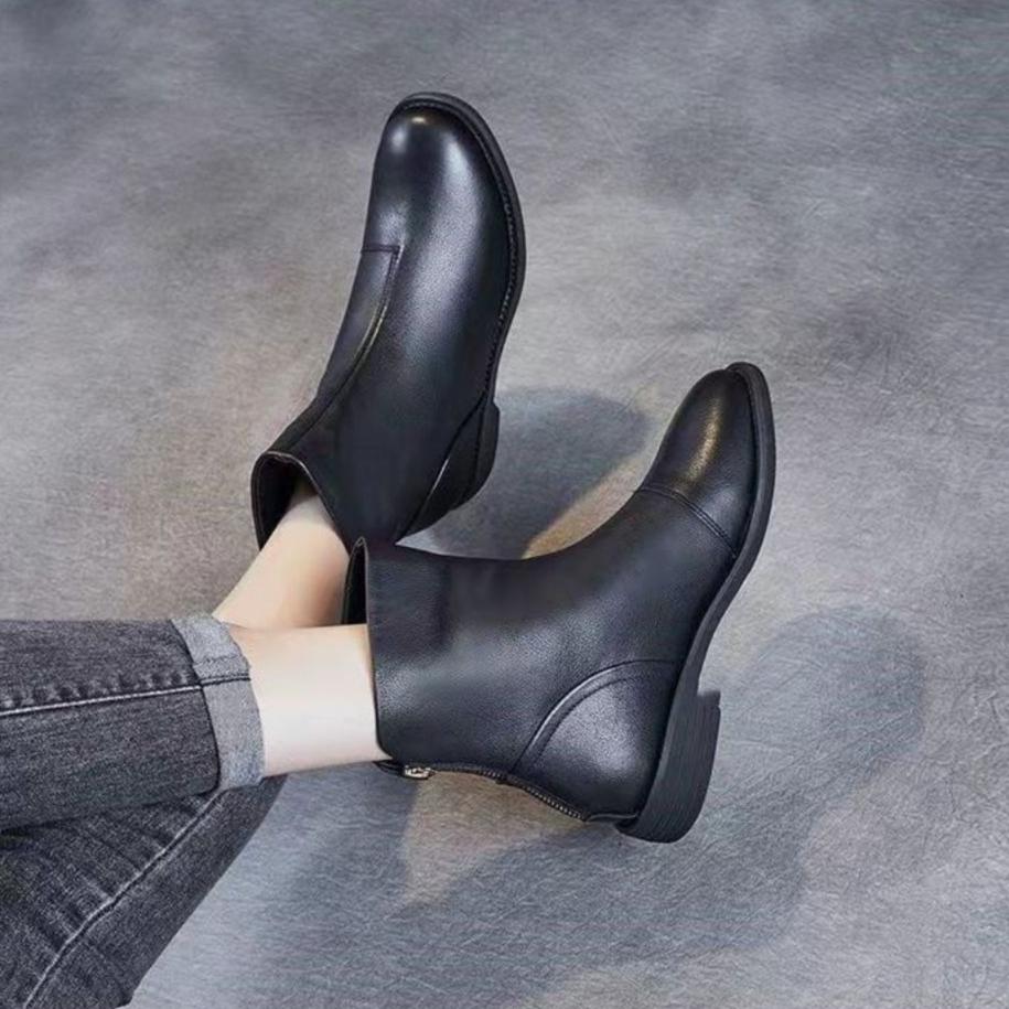 Fashion Zip Lightweight Women's Ankle Boots British Style Plain Booties On Offer Designer Luxury Y2k Autumn Goth Pu Female Short Shoes
