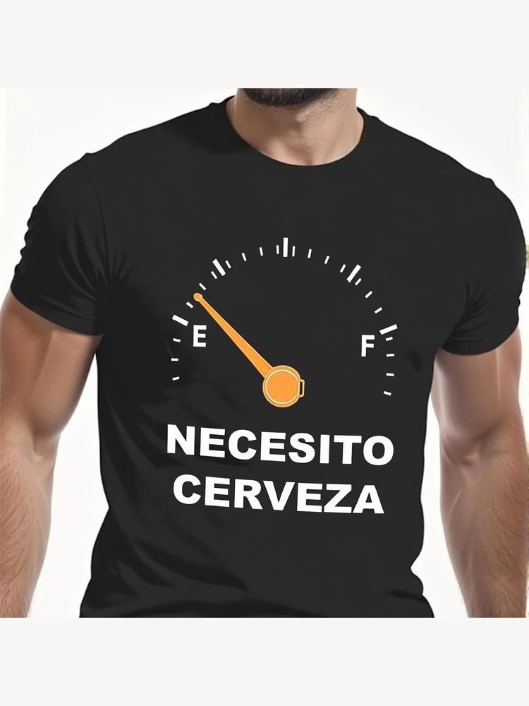 Funny Necesito Cerveza Fuel Gauge Graphic TShirt Spanish Beer Humor Tee Unisex T-Shirt S