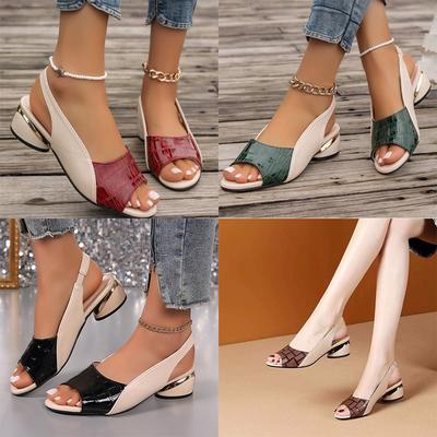 Sandals Women's Mid-heel Thick-heeled Soft Leather Sandals And Slippers Outer Wear Fishbill Women's Shoes