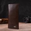 Textured Men's Vertical Wallet Made of Genuine Leather with Embossed CANPELLINI 21899 Brown