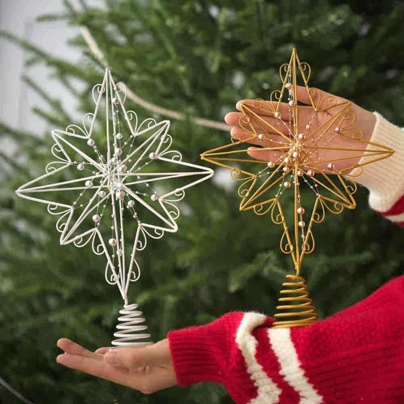 Christmas Tree Top Ornament Metal Star Shaped Tree Toppers Irregular Decoration for Home and Mall Parties Supplies