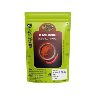 NAIRUTI VYUTPADAN | Reines Kaschmir-Chilipulver 200g | Nicht scharf | 100% Reine Kaschmir-Chilis | Ohne Zusatz von Farbstoffen oder Konservierungsstoffen