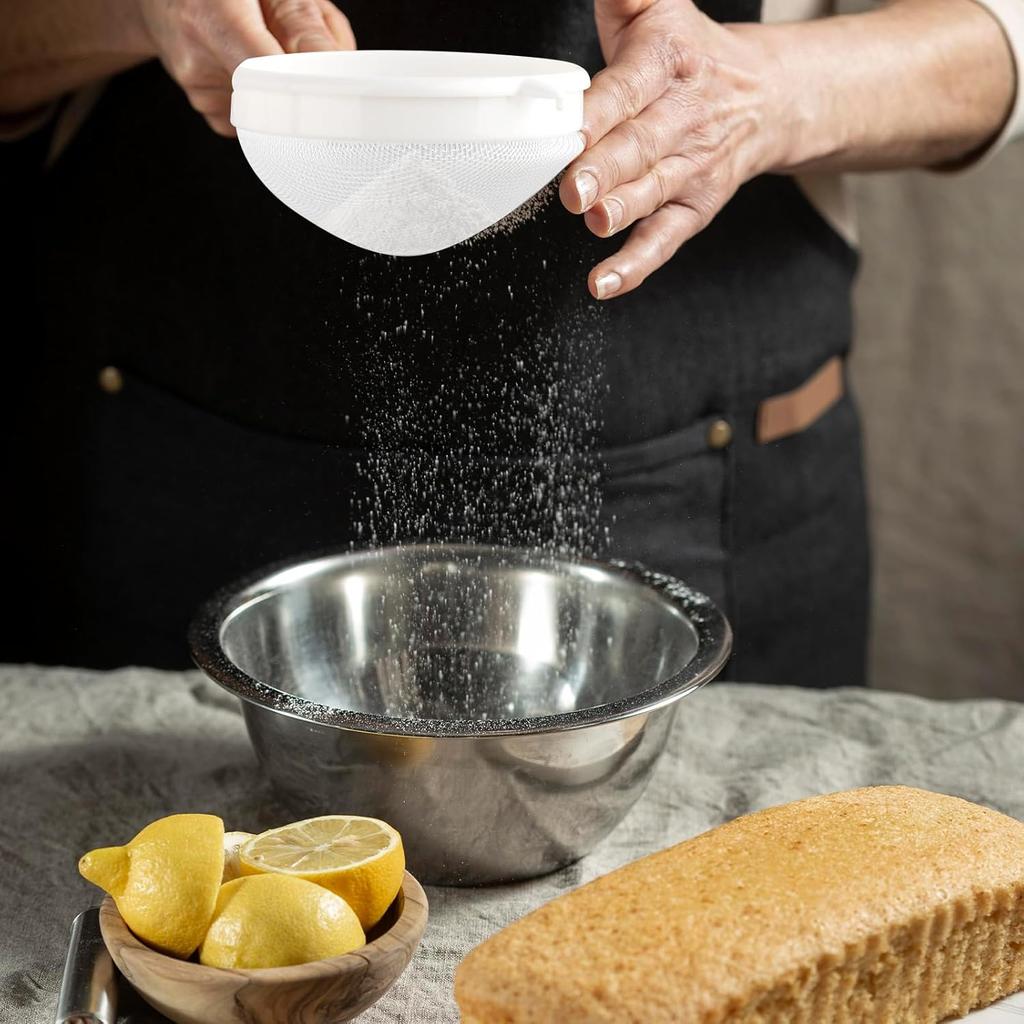 3 Pcs Plastic Mesh Strainer Set Colander with Handle - 3 Sizes Double Ear Food Mesh Strainer with Handle - Flour Sifter Colander - Kitchen Strainer