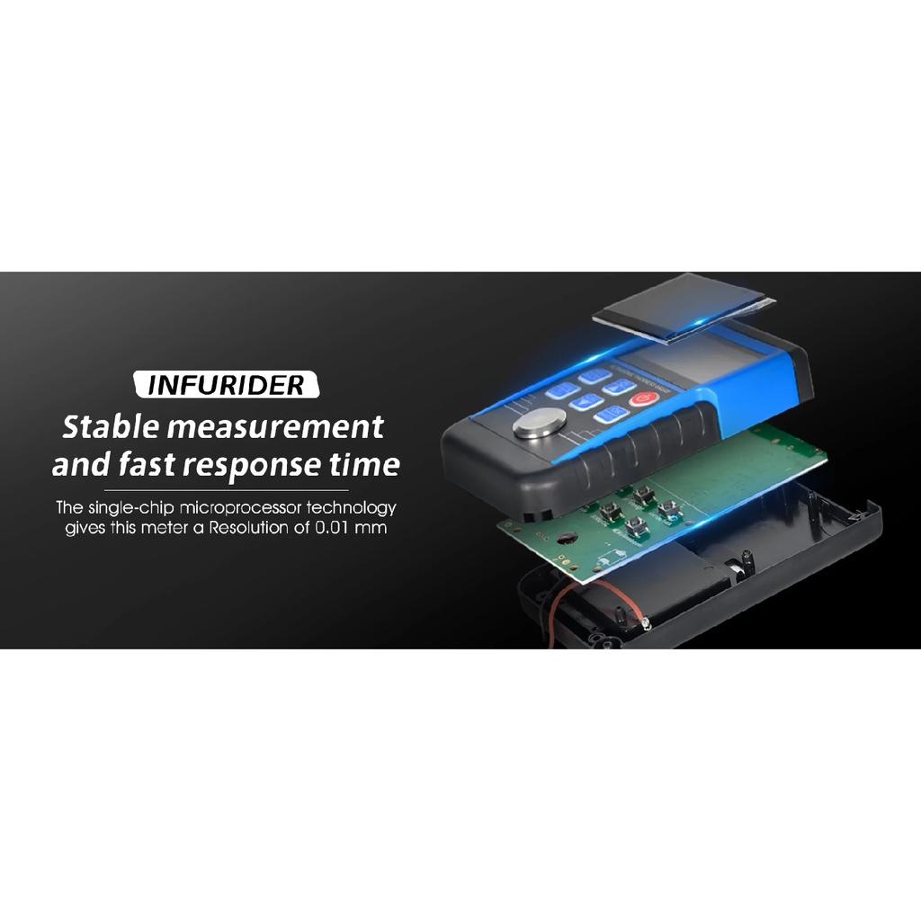 Ultrasonic Thickness Gauge 0.8-500mm 0.01mm Resolution Handheld for Metal/Steel with Sound Velocity Measurement Data Storage