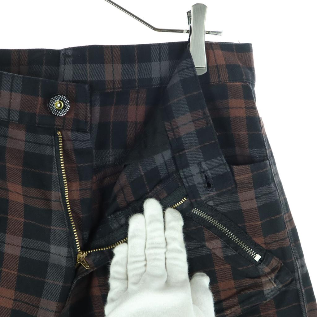 Beauty products PPFM Check Pattern 3D cutting Cotton pants Brown Men's Used