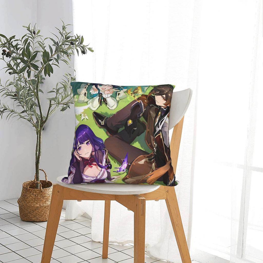Anime game Genshin Impact Pillow Case Print Pillow Cover For Office Car Home Decor Vintage Pillowcases