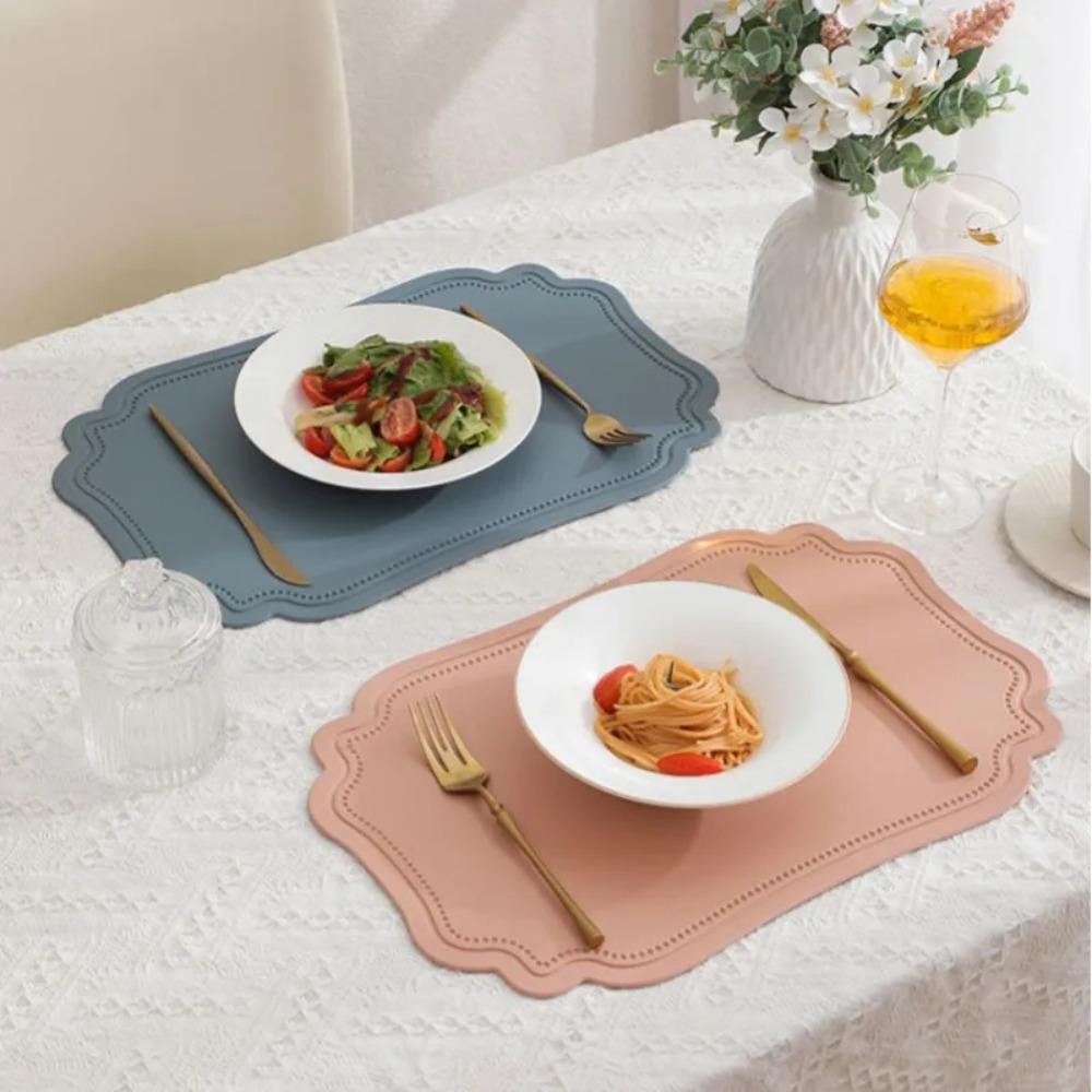 4 Piece PU Leather Table Mat Retro Place Mat Elegant Irregular Tableware Pad  Party Table Decor