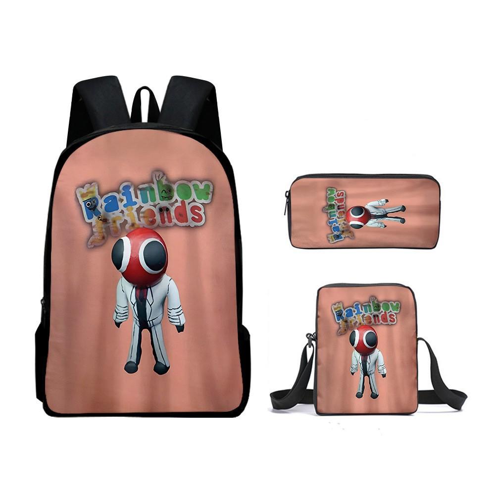 Rainbow Friends Zaino Scolastico Rainbow Friends Zaino Cartone Animato Borsa a Tracolla Astuccio Set da Tre Pezzi