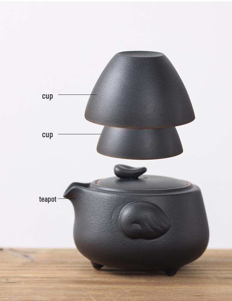 Portable Ceramic Travel Tea Set: One Pot, Two Cups – Quick Brew & Customizable Gift