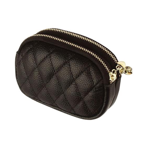 Double Layer Coin Purse, Dual-Compartment PU Leather Wallet, with Zipper Durable Scratch-Resistant Coin Holder Pouch