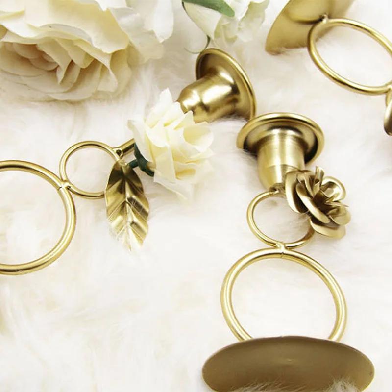 Nordic Rose Candlestick Metal Iron Crafts Wedding Candelabrum Flowers Ring Wax Candle Stand Dining Table Center Piece Decoration
