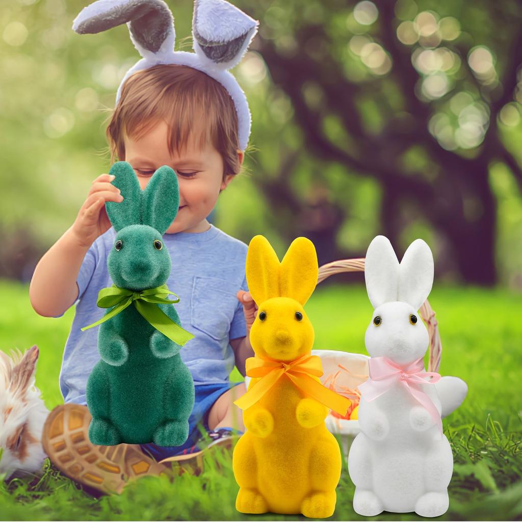 Easter Bunny Ornaments Creative Colorful Flocking Doll Desktop Decoration Props