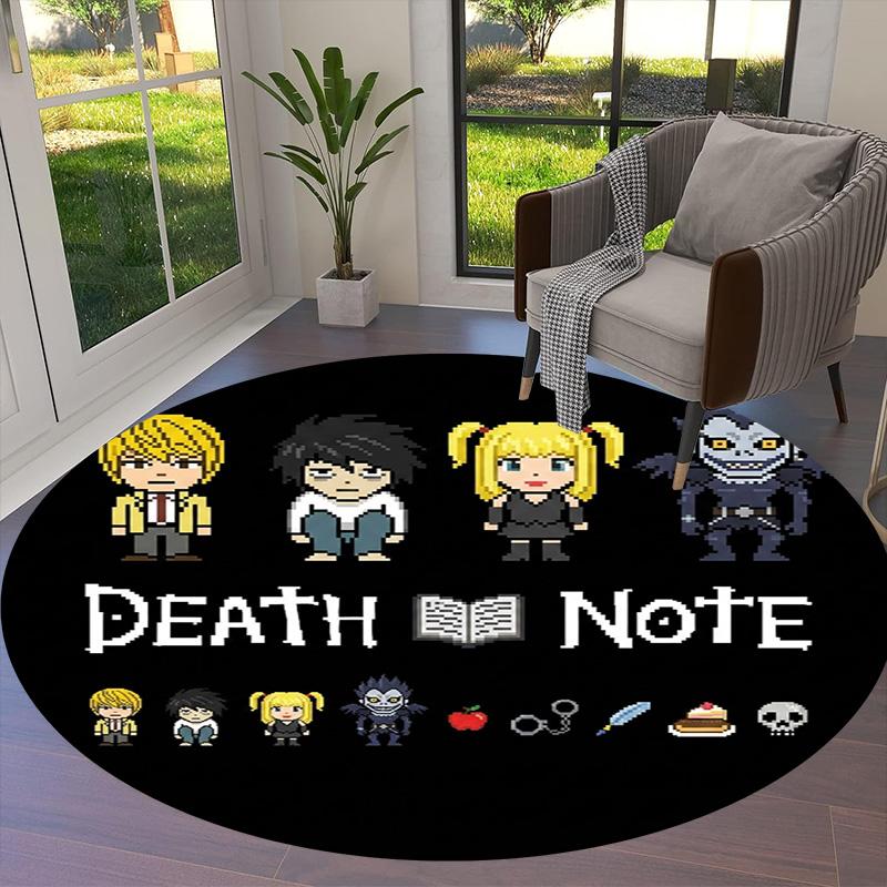 Death Note Round Area Rug Carpet Rug For Living Room Bedroom Sofa Playroom Decor Nonslip Floor Mat