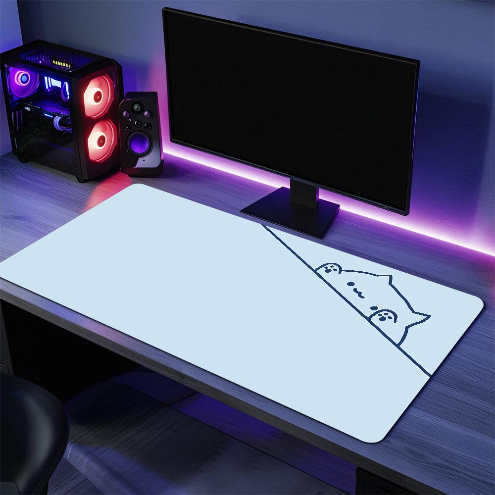 Bongo Cat with Paws In the Corner T Mouse Pad Large Desk Mat Keyboard Ergonomic Office Rubber PC Non-slip Anti-fray Home Custom