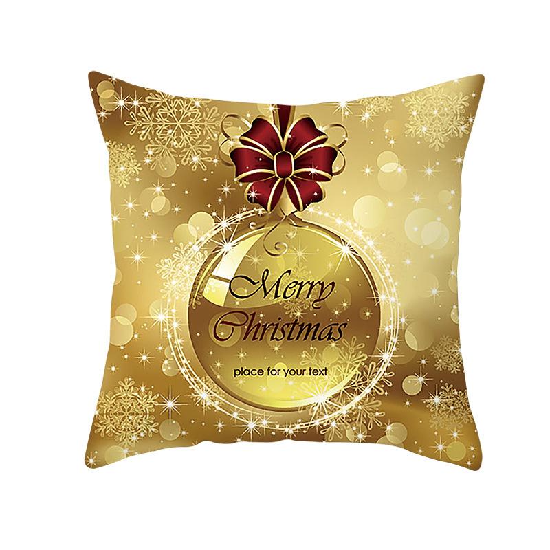 New Christmas Golden Ball Bell Pillow Cover Sofa Car Office Seat Cushion  Gold Series  Holiday Home Decoration