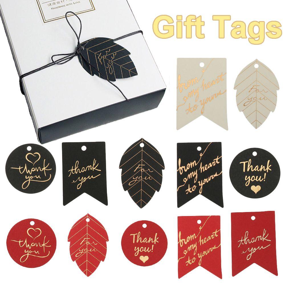 

Birthday Party Supplies Box Decor Christmas Hang Label Gold Stamping Paper Gift Tags Thank You