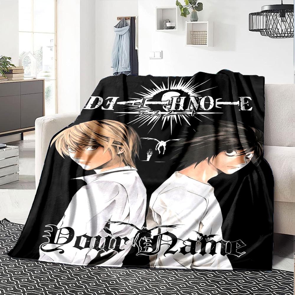 Name Custom Anime Death Note Print Flannel Blanket High Quality Warm Comfortable Cover for All Seasons Perfect for Gifts Home Decor