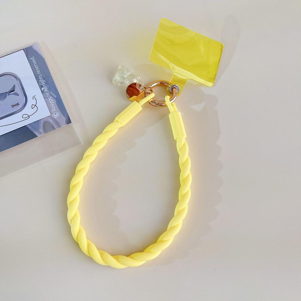 Fashion Colorful Silicone Phone Chain Wrist Bracelet Lanyard with Cute Bear Charm Handmade Jewelry Style Loss Mobile Phone Strap