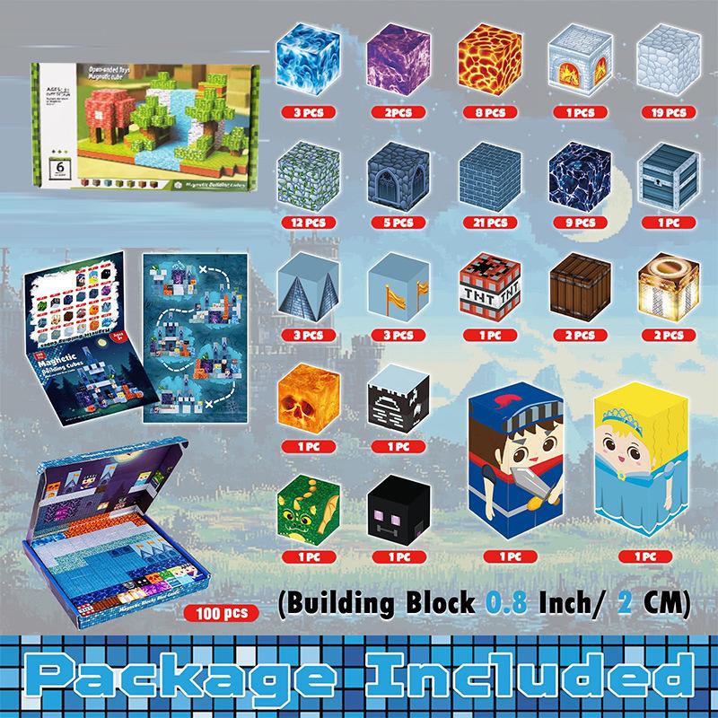 Pink Princess Castle Magnetic Cube Building Blocks - STEM Educational Toy Set