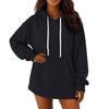 Women's Solid Color Long Sleeved Loose Casual Mid Length Pullover Hoodie Sweatshirt