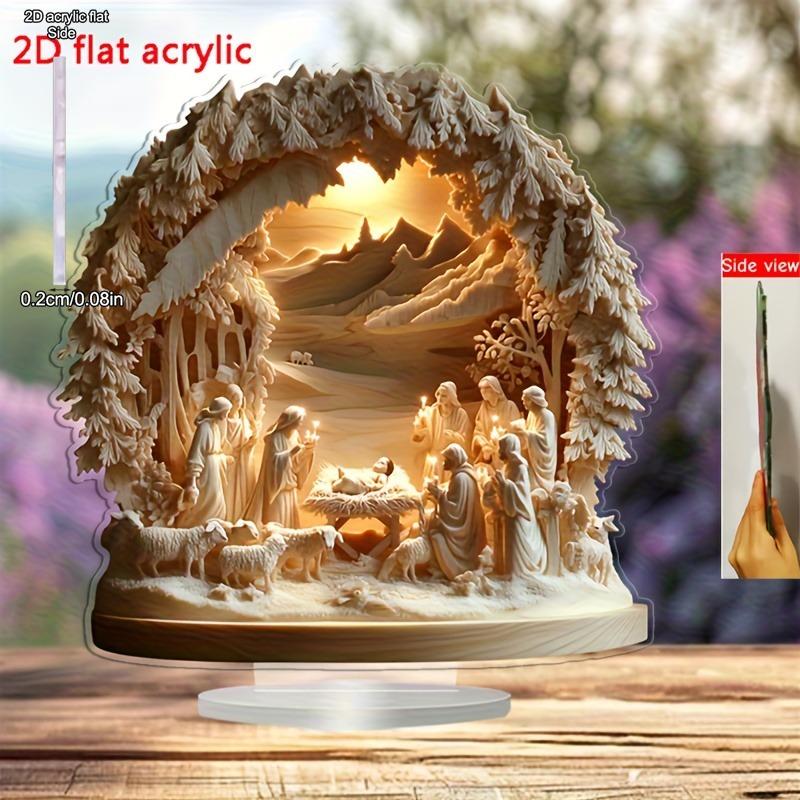 

2D Flat Classic Nativity Sceney Acrlic Tabletop Decoration, Suitable for wall decoration, porch, room, villa, accents Home, Hallway, or Workplace - 15*15CM