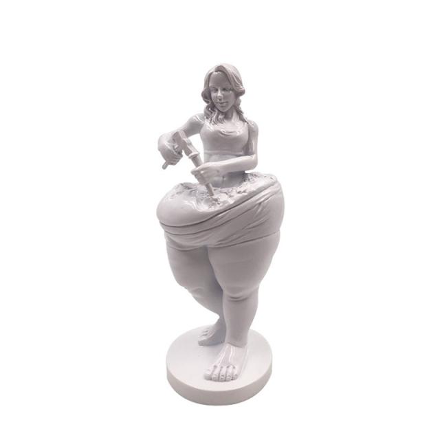 

Slimming Goddess Sculpture weight loss Self-motivation Yoga Gym Ornaments Resin Crafts Home Decor Crafts Fat Woman Gift белый