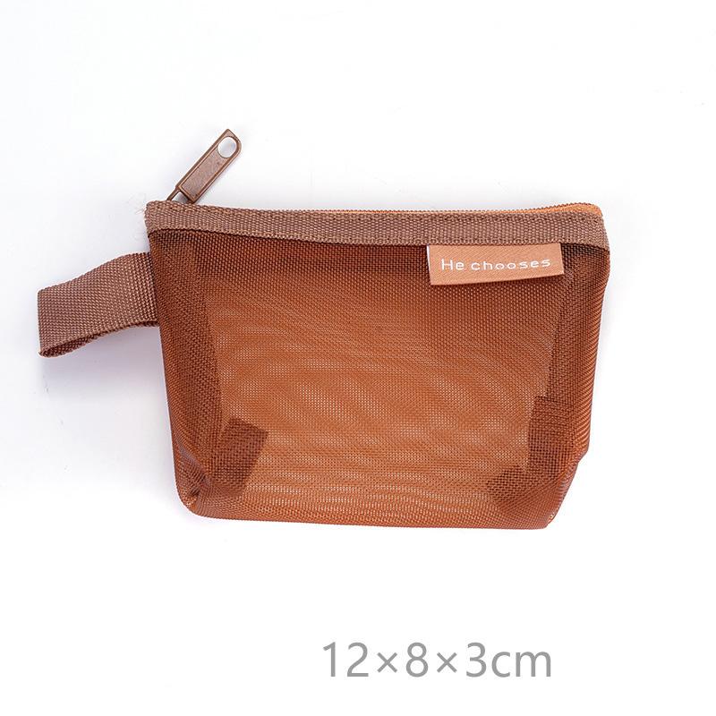 Small Nylon Portable Three-dimensional Triangle Mesh Coin Bags Purses Keys Earphone Makeup Toiletry Visible Charger Storage Bag