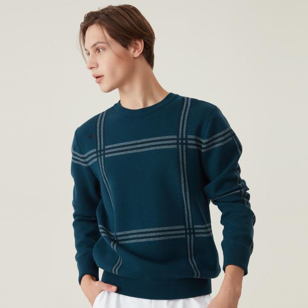 LECOQ GOLF Men'S Check Round Sweater (Go321Mkp94)