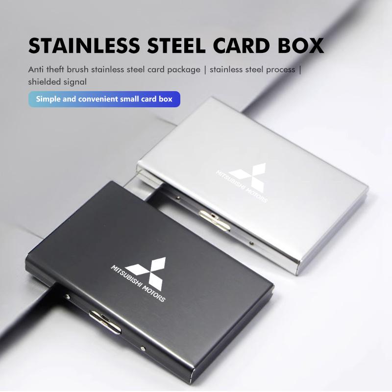 Stainless Steel Card Holder Metal Anti-Theft Slim Wallet For Mitsubishi Lancer ASX Pajero Mirage Attrage Xpander Outlander
