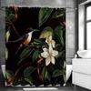 White Floral Hummingbird Leaf Shower Curtain, Bathroom Decorative Shower Curtain, Waterproof Shower Curtain with Hooks