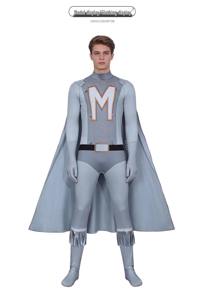 Super Bad Guy Mike Mai Superman Cosplay Jumpsuit Set for Halloween or Stage