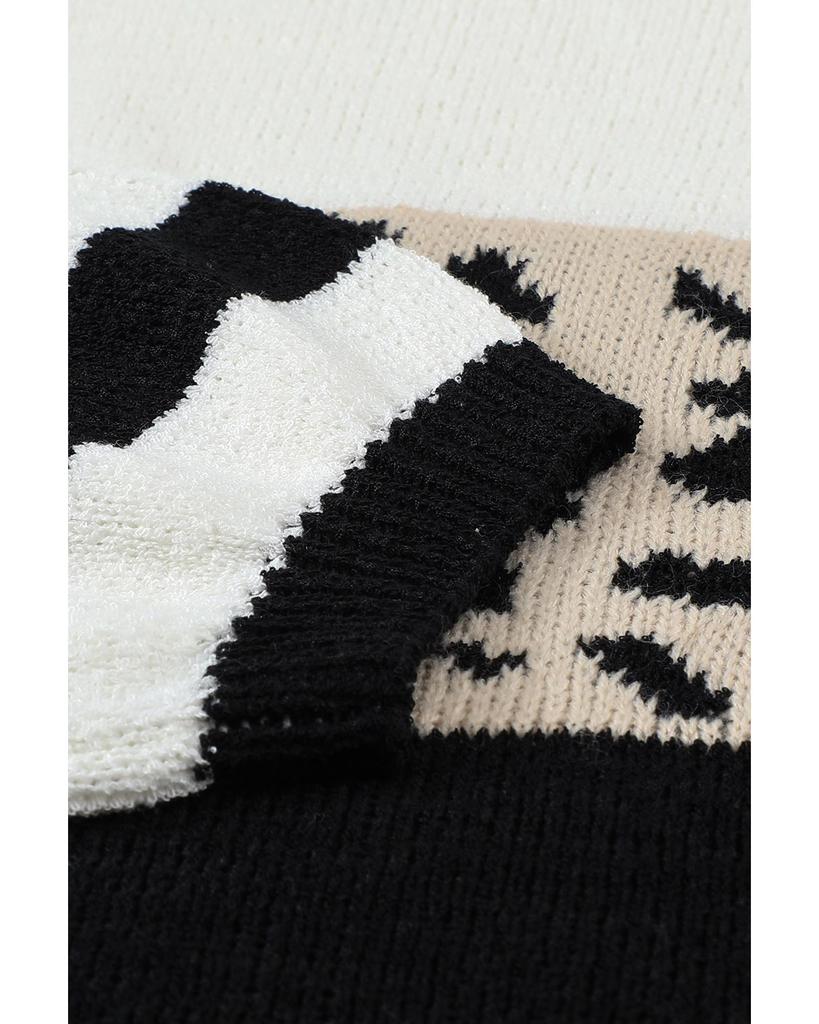 Azura Exchange Lässiger Oversize-Pullover mit Leopardenmuster und Colorblock