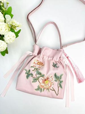 Elegant Spring Embroidery Handbag: Versatile Ribbon Crossbody Bag for Hanfu