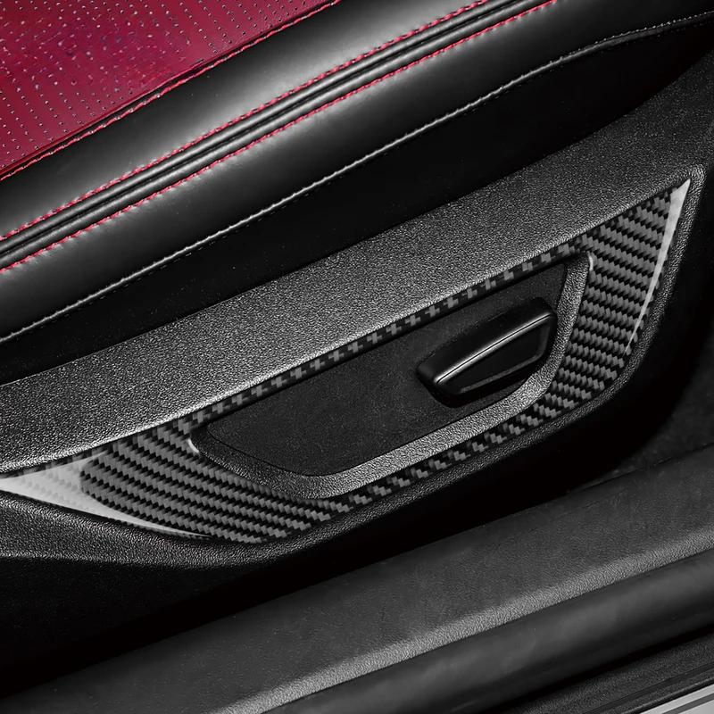 Real Soft Carbon Fiber Sticker For Ford Mustang GT 2024 2025 LHD RHD Car Seat Handle Button Frame Interior Trim Accessories.