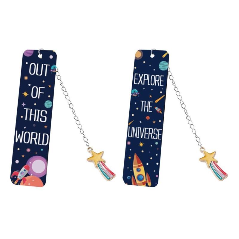 2x Metalowe Zakładki do Książek Zakładka z Astronautą Motyw Gwieździstego Nieba Zakładka do Strony Książki Artykuły Szkolne Biurowe dla Uczniów Nauczyciela
