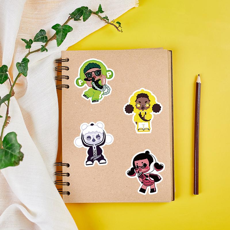 50Sheets/Set Cute Labbubu Stickers For Kids Cartoon Bubble Matt Graffiti Sticker