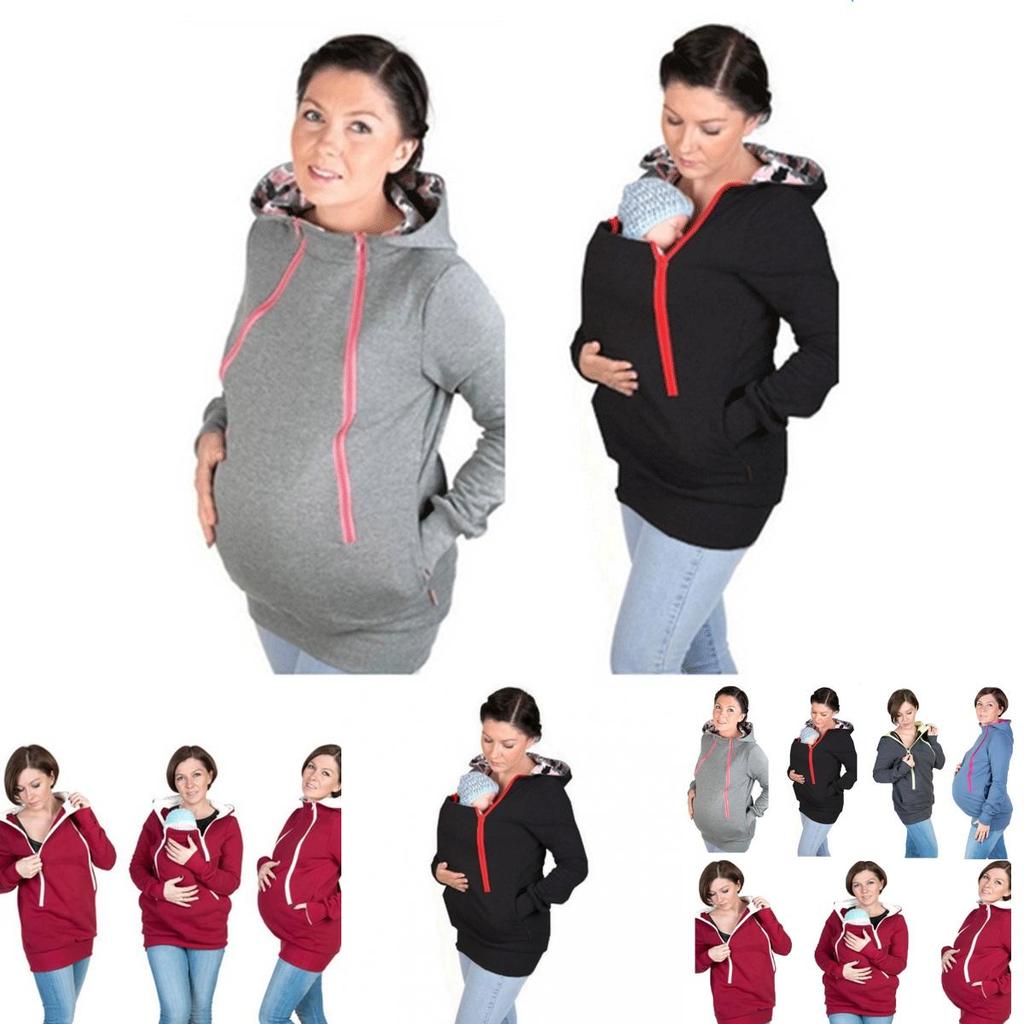 Cozy And Warm Mom's Maternity Kangaroo Hoodie Mum Dad Baby Wrap Carrier Pet Holder