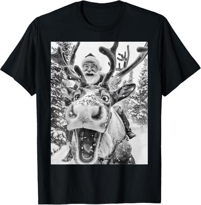 Vtipné vánoční sobí selfie Santa Claus Vánoční sáně Tričko