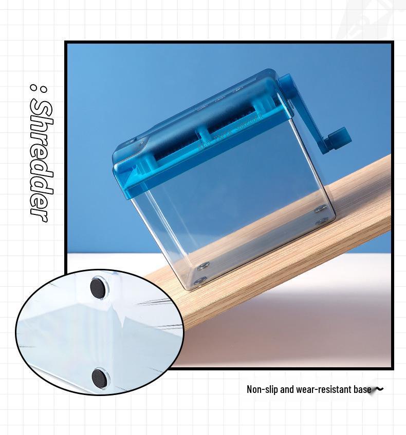 Compact Hand-Crank A6 Strip-Cut Silent Paper Shredder for Office and Home Use