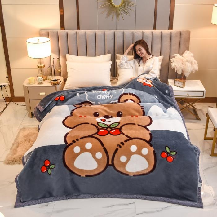 Fleece Blanket Plush Blanket King Size Heavy Mink Blanket Silky Soft and Warm 2 Ply AB Printed Raschel Bed Blanket Rose/Peony