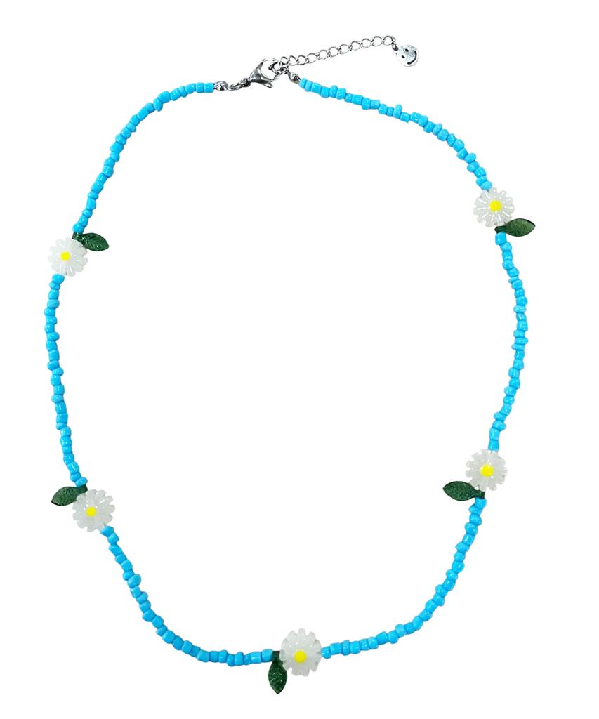 Sk8Er Rock Daisy Beads Necklace ((Light Blue))