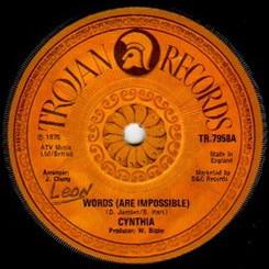 

7inch Record CYNTHIA SCHLOSS Words Are Impossible TR7958 Trojan Records 1975 UK Reggae Ska Dub Used