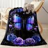 1pc Butterfly and Roses Blanket Soft Comfortable Lightweight All Season Multi Purpose Blanket Travel Camping Picnics Sofa Office Bed Living Room Gift