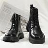 Luxusmarke Herrenmode High Top Motorradstiefel Bequeme Lässige Schwarze Punk Lederstiefel Leichte Rutschfeste Dicke Sohle Stiefel