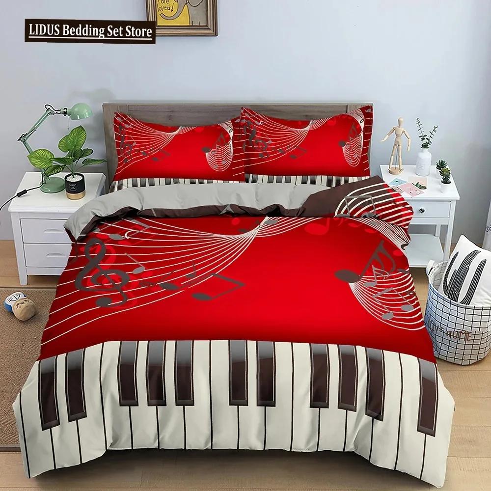 Music Notes Bedding Set Duvet Cover Set Piano Keys Keyboard Bed Set Classic Music Melody Comforter Cover For Kids Boys Girls
