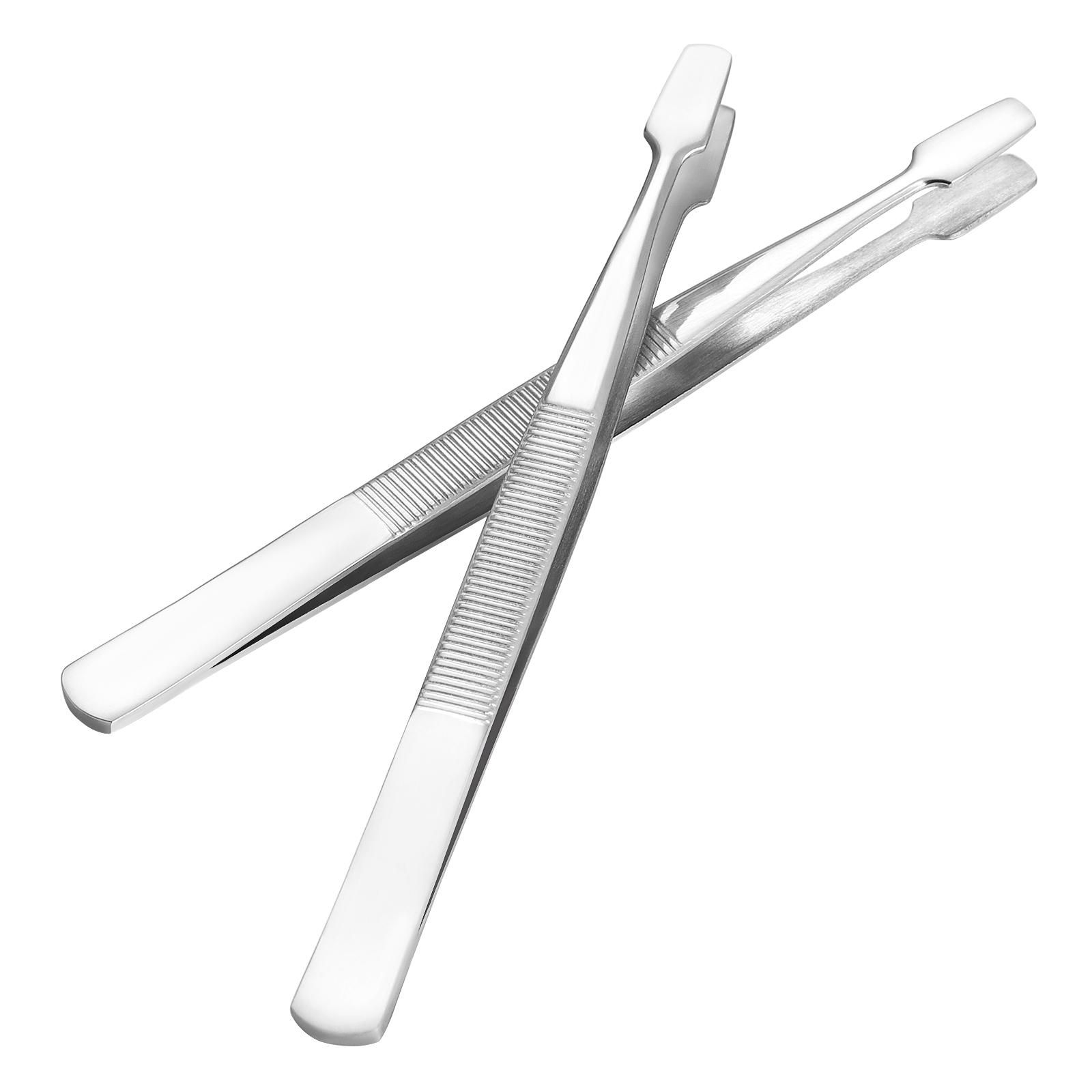 

2Pcs Nickel Plated Steel Stamp Tweezers Round Spade Tip Philately Tools For Beads Objects Industrial Hand Collecting Tweezers срібний