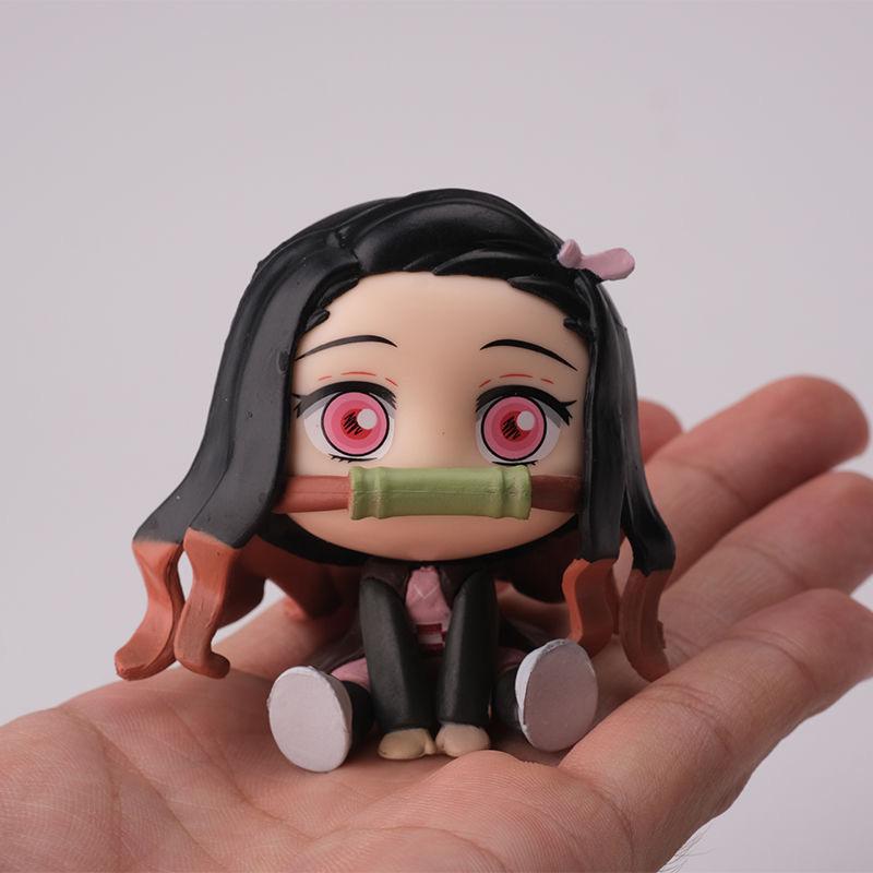 Demon Slayer Anime Kawaii Figure Model Tanjirou Nezuko Zenitsu Inosuke Kimetsu No Yaiba Pvc Collect Desktop Decoration Toys