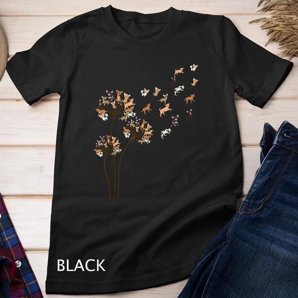 Chihuahua Flower Fly Dandelion Chihuahua Funny Dog Lover T-Shirt Unisex T-shirt Unisex T-Shirt M