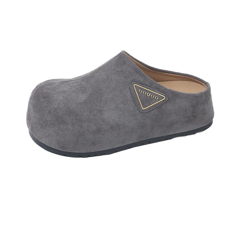 Thick-soled Bag Head Half Slippers Women's Inner Height-increasing Single Shoes Autumn New Internet Celebrity Big Head One Pedal Lazy Shoes Casual Sho